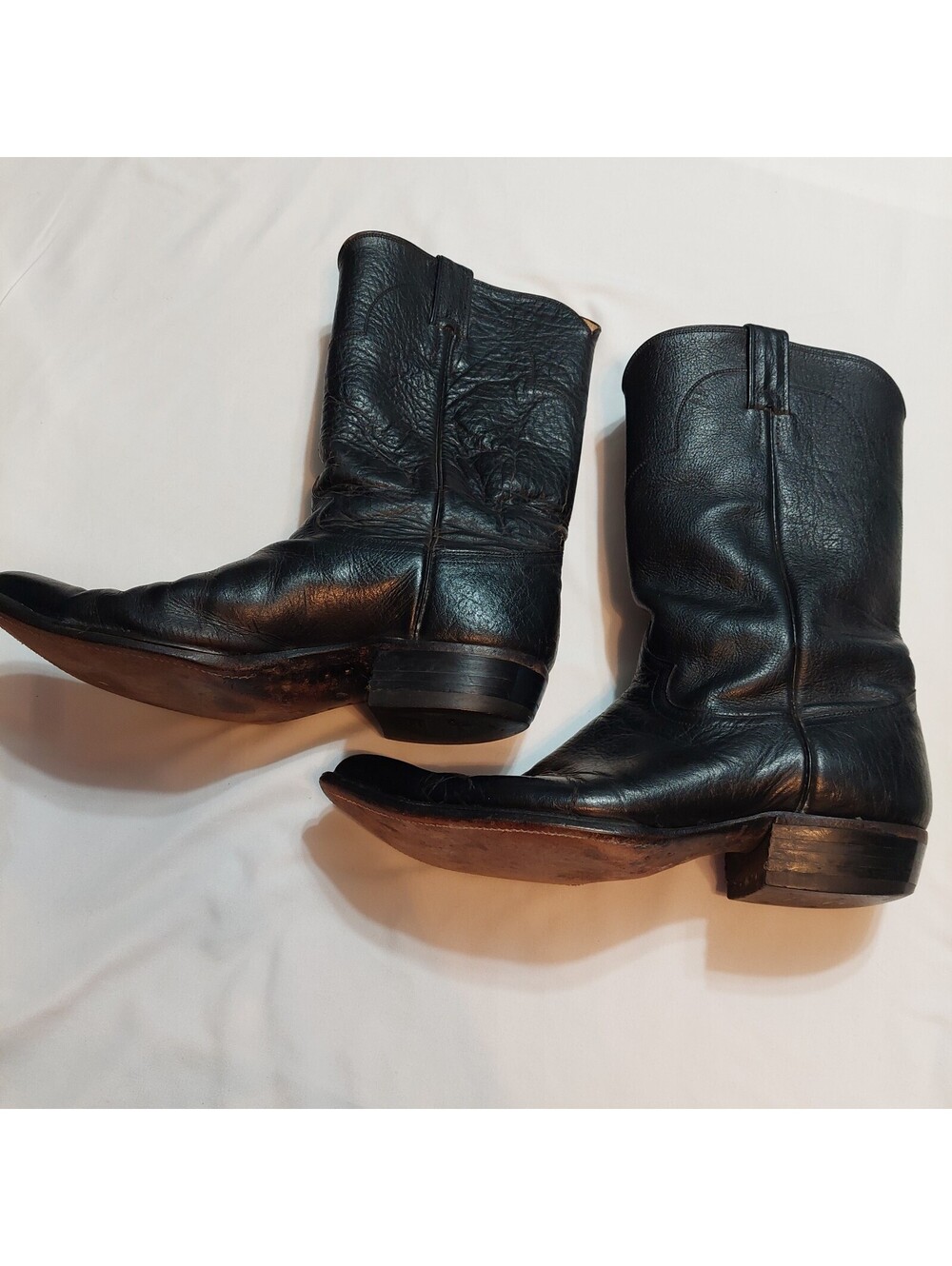 Justin Men's Black Leather Cowboy Boots Style 7035 Size 11D
